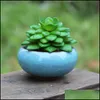 Planters Pots Ice Cracked Ceramics Garden Pot Breattable Mini Planters For Home Desktop Aucent Plants Flowerpot Drop Delivery 202 DHFGR