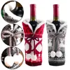زينة عيد الميلاد 1pcs سترة زجاجة نبيذ تغطية الحفلات الحفلات والزر مع مجموعات فستان تصميم المعطف