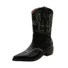 Boots 2022 Embroider Women Heels Retro Knight Female Genuine Botas Western Cowboy Sale Y2210