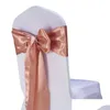 Skrzydła 25PC/Krzesło Lot Sashes Krawę 7 x108 Wedding Satin Gold Er Decor Party Bankiet Miejsce 220514 Dostawa 2022 Domowy ogród Te dhk7a