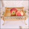 Förvaringslådor BINS HEM DRINS TRAY Creative Vintage Fruit Plate Table Snack Iron Storage Box Round Square Gold Basket Desk Decora Dhalc