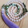 Chains African T-urquo Ise Mala Necklace Hand Knotted 108 Beads Handmade Purple Tassel Healing Jewelry For Women