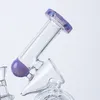 Milky Green Purple Sidecar Hookahs Slitted Donut Perc Glass Bongs 14mm Female Joint 4mm Thick Oil Dab Rigs Dubbel Recycler vattenr￶r med glassk￥lfartyg till sj￶ss