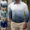 Polos de polos masculinos casuais elegantes de manga comprida camisa de pólo de manga comprida homens secos rápidos para desgaste diário