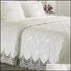 Couvre-lit français lacé guipure double 6pcs piqué ensemble couvre-lit taies d'oreiller lit er literie couvre-lits pour la livraison directe 2022 H Dh7Qf