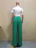 Pantalon femme élégant jambe large droite taille haute plissé pour les femmes 2022 été plage vacances Boho pantalon