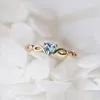 Wedding Rings Wedding Rings Elegant Heart Blue Cubic Zirconia For Women Gold/Sier Color Midi Knuckle Engagement Female Jewelry Anelw Dhiyx