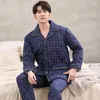 Men's Sleepwear Winter Knit Cotton Pajamas For Men Thick Three-layer Quilted Suit 2 Pcs Pyjama Homme Warm Casual Home Clothing Pijamas