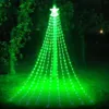 سلاسل Smart Waterfall LED RGB Christmas Fairy Light 9x2.8m App Bluetooth App Flow Water Flow Light مع نجمة حديقة شجرة إكليل