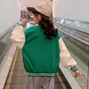 재킷 스프링 가을 녹색 야구 재킷 큰 어린이 십대 십대 여자를위한 캐주얼 옷 스포츠 외부 코트 나이 4 5 7 9 11 13 년 221107
