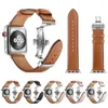 Mężczyzn Kobiet skórzany pasek do Apple Watch Ultra 49 mm opaska 44 mm 40 mm 38mm 42 mm 45 mm 41 mm Butterfly Buxle Single Tour Bransoletka dla Iwatch Series 8 7 6 SE 5 4 3