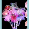 Party Decoration Led Party Favor Decoration Light Up Glowing Red Rose Flower Wands Clear Ball Stick Wedding Valentines Day Atmospher Dh0Td