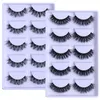 Tjock Natural Mink False Eyelashes mjuka och k￤nsliga r￶riga Crisscross ￥teranv￤ndbara handgjorda flerskikt 3D falska fransar Extensions Eyes Makeup 8 Modeller DHL