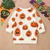 Zestawy odzieży -06-30 Lioraitiin 1-5Years Toddler Girls Chłopcy Halloween bluza T Koszulki Długie rękawie Pump-Dypkin Owewear 221028