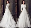 Elegancka satynowa sukienka ślubna dla kobiet 2023 Białe trzy cykliczne rękawy A-Linia Pockets Vintage Bride suknie proste szatę de Mariee