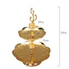 Strumenti per panetteria a 2 strati Gold Plate Wedding Cake Stand da festa Display Tavolo da casa Decorazione Sweet Luxury Fruit Tea Caricatore Piatti