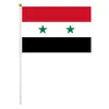 Drapeau à main en Syrie 14x21 cm Polyester Mini Syrie Flags agitant à la main avec des mâts en plastique pour les défilés sports
