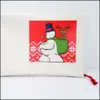 Décorations de Noël Sublimation Grand sac de Père Noël en toile avec sac Dstring pour le stockage de colis de Noël Décorations de Noël Drop Deliv Dhdv5