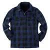 Vestes pour hommes chemise veste hommes automne et hiver mode décontracté ponçage Plaid poche velours fermeture éclair Composite Olive à capuche hommes