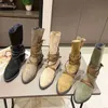 أحذية Boots Dress Shoes 2023 وصول جديد رجعية مدببة أصابع قدم مربعة الكعب ytmtloy منتصف العجل الدانتيل حتى botines de mujer الشتاء Fleeces مثير 1