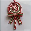 Juldekorationer DHS julgrandekoration prydnadssidad mjuk lera lollipop röd vit godis cane hängen xmas hem deco dhdiu