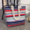 Borse da sera Winmax Summer Women Canvas Stile bohémien Borse casual Shopping Big Bag Donna Spalla a righe Beach Messenger floreale