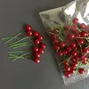 Kwiaty dekoracyjne 100pcs świąteczne sztuczne czerwone koraliki jagodowe Burgundowe kwiatowe jagody holly dla drzew DIY Crafts