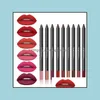 Matite per labbra all'ingrosso New Fashion Matita per rossetto Womens Professional Lipliner Waterproof Lip Liner 9 colori Strumenti per il trucco Drop Deliv Dh68K