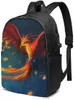 Backpack Phoenix Business Laptop School Bookbag Travel With USB Charging Port & Headphone Fit 17 In