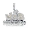 Hanger kettingen Hip Hop Money Bag "Never Going Broke" Iced Letters ketting Micro Pave kubieke cz sieraden