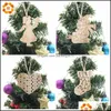 Christmas Decorations Lovely European Christmas Wooden Pendants Ornaments Wood Craft Tree Decorations Kids Toys Hanging Gifts Drop D Dhf9G