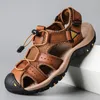 Sandals Classic Men's Summer Genuine Leather Breatable Brand Shoes Luxury Soft Outdoor Men Roman