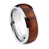 Bröllopsringar Mens Titanium Ring Band Engagement med Real Wood Inlay 8mm Comfort Fit Size 6 -13