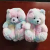 Pantoufles Belles pantoufles en peluche Toddler Taille Teddy Bear Pantoufle Maison Confortable Femme Fourrure De Fourrure Diapositives 102922H