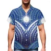 M￤ns casual skjortor 2022 stil m￤ns kubansk skjorta polynesisk stam kort ￤rm lapel semester strand flagga logotyp m￶nster tryck t-shirt