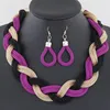 Necklace Earrings Set Vintage Women's Boho Braided Jewelry Color Chain Twist Spray Paint Choker & Banquet Party