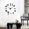 Horloges murales L Grande horloge sans cadre bricolage moderne 3D miroir étanche surface décorative créative grande taille