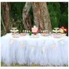 Stoelhoezen 2022 Verjaardagsfeestje Baby shower etamine solide tule mooie tafelrok voor trouwhuis rome decor