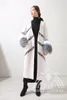 レディースニット女性ティーティーズ女性ニットミンクカシミアセーターと大きなナチュラルファースリーブカフカフガールズファッションコートジャケット