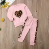 Roupas Conjuntos de 1-5 anos de outono Inverno Criança infantil meninas roupas de menina de roupas rosa de manga comprida Tops de calças de calças 221028