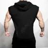 Men's T Shirts Summer Mens Sleeveless Hoodie T-Shirts Muscle Sweatshirt Cool Hoody Tops GYM Sport Slim Fitness Hooded Sportswer Tees