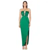 Casual Dresses Crystal Fork Hollow Out Backless Evening Dress Female Vestidos Sexy Party Club Bodycon Midi 2022 Summer Clothing