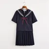 Kläder sätter flickor japanska skoluniform Japan Navy Sailor Graduation Shirt kjol Studenter