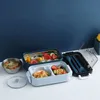 Edelstahl-Geschirr-Lunchbox mit Suppenschüssel für Schulkinder, Büroangestellte, 2 Schichten Mikrowellen-Heizbehälter für Mittagessen JNC243