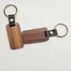Keychains 10Pcs Wooden Keychain Rectangular Collectible Key Ring Car Bag Hanging Pendant Painting Crafts Cute