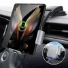 Fast Charge Niye 30w Car Wireless Charger Fold Screen Dual Coil Qi Phone Holder Mount Charging Station for Samsung Galaxy 4 3 2