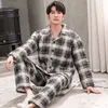 Men's Sleepwear Winter Knit Cotton Pajamas For Men Thick Three-layer Quilted Suit 2 Pcs Pyjama Homme Warm Casual Home Clothing Pijamas