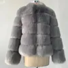 Hiver épais chaud manteau de fourrure femmes de luxe Faux renard manteau flou femme col montant fausse fourrure veste noir vêtements d'extérieur