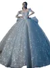 2023 Sweetheart Lace Ball Gown vestidos de novia musulmán largo con lentejuelas de lujo de talla grande vestido de novia fotos reales