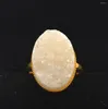 Wedding Rings Natural Crystal Druzy Finger Ring Charm Exaggerated Gold Plating Minerals Geode Gem Stone Oval For Women